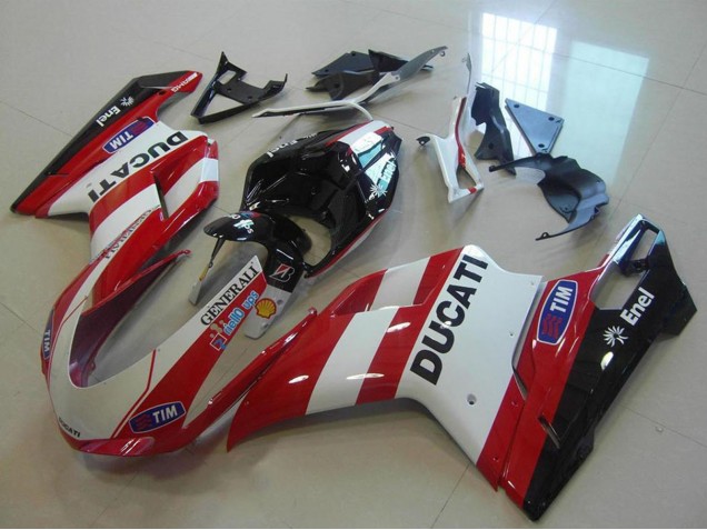 Compra Carenados Moto Ducati 848 1098 1198 2007-2014 - Blanco Rojo Negro Generali Tim