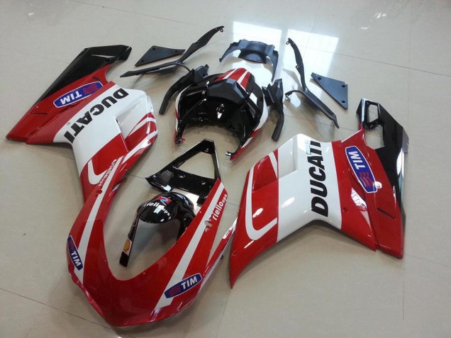 Compra Carenados Moto Ducati 848 1098 1198 2007-2014 - Blanco Rojo Negro Brillante Tim