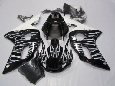 Compra Carenados Moto Yamaha YZF R6 1998-2002 - Negro Brillante Blanco Llama