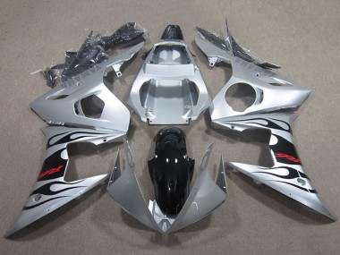 Compra Carenados Moto Yamaha YZF R6 2003-2004 - Plata Negro Brillante Llama