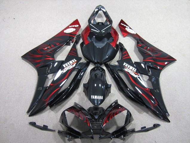 Compra Carenados Moto Yamaha YZF R6 2006-2007 - Negro Brillante Rojo Llama
