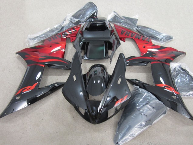 Compra Carenados Moto Yamaha YZF R1 2002-2003 - Negro Brillante Rojo Llama