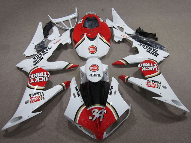 Compra Carenados Moto Yamaha YZF R1 2004-2006 - Blanco Rojo Lucky Strike
