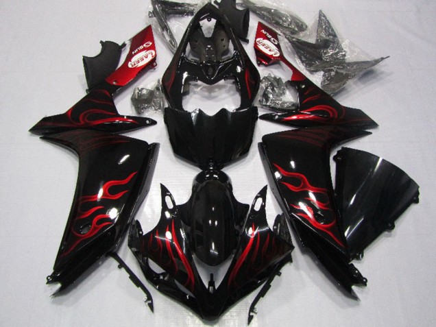 Compra Carenado Moto Yamaha YZF R1 2007-2008 - Negro Brillante Rojo Llama