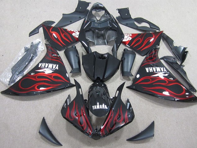 Compra Carenados Moto Yamaha YZF R1 2009-2011 - Negro Brillante Rojo Llama