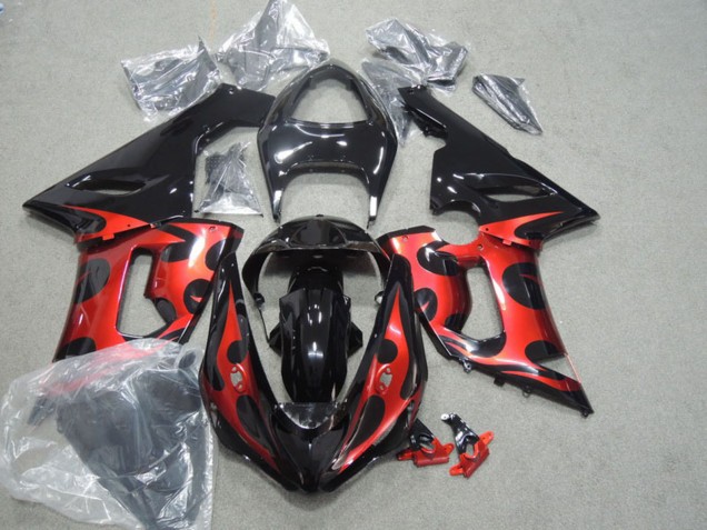 Compra Carenados Moto Kawasaki ZX6R 2005-2006 - Negro Brillante Rojo