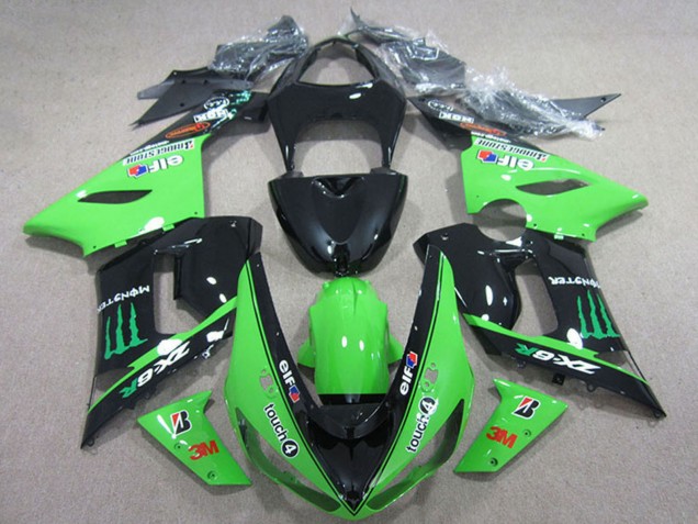 Compra Carenados Moto Kawasaki ZX6R 2005-2006 - Negro Brillante Verde Elf Touch4 Bridgestone Monstruo