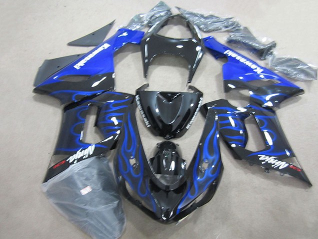 Compra Carenados Moto Kawasaki ZX6R 2005-2006 - Negro Brillante Azul Llama