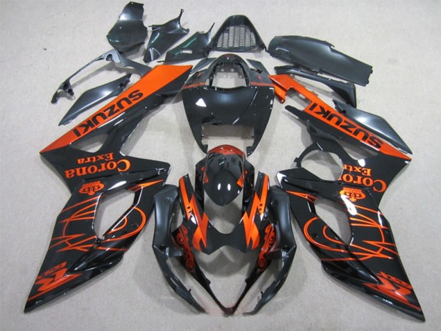 Compra Carenados Moto Suzuki GSXR 1000 2005-2006 - Negro Brillante Naranja Corona Extra