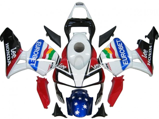 Compra Carenado Moto Honda CBR600RR 2003-2004 - Blanco Rojo Azul Negro Brillante EuroBet