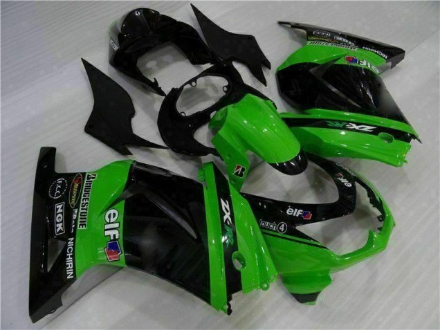 Plástico Moto Kawasaki EX250 08-12 - Negro Verde Plástico Moto Kawasaki EX250 08-12 - Negro Verde
