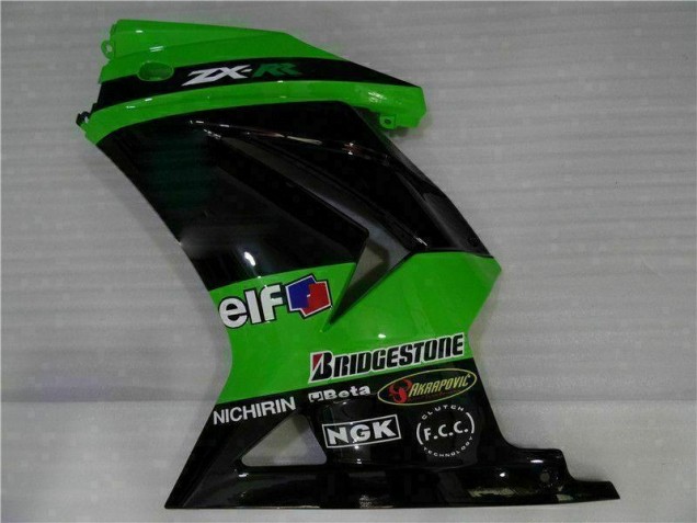 Plástico Moto Kawasaki EX250 08-12 - Negro Verde Plástico Moto Kawasaki EX250 08-12 - Negro Verde