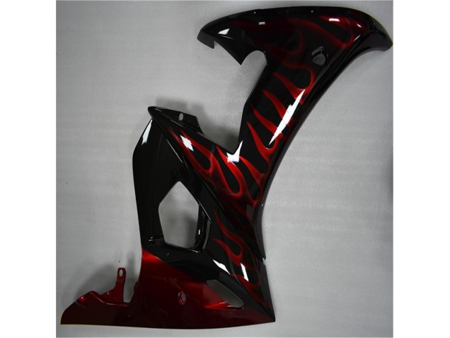 Plástico Moto Yamaha R6 03-05 - Negro Rojo Llama Plástico Moto Yamaha R6 03-05 - Negro Rojo Llama