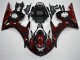 Plástico Moto Yamaha R6 03-05 - Negro Rojo Llama Plástico Moto Yamaha R6 03-05 - Negro Rojo Llama